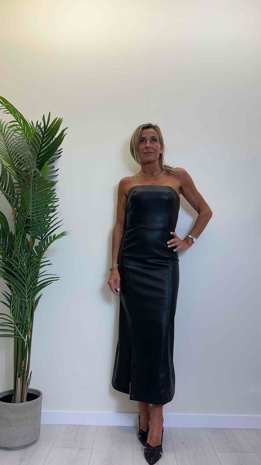 SUSYMIX - 88328PEN - ABITO SIMIL PELLE STRAPLESS