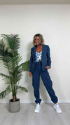 SUSYMIX - SM00432 - GIACCA JERSEY DI COTONE FODERATA, SFIANCATA CON SPACCO RETRO