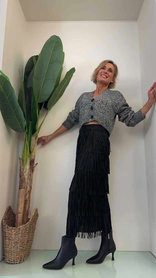 DAFNE - GI5010P28 - GONNA LONGUETTE MULTI FRANGE