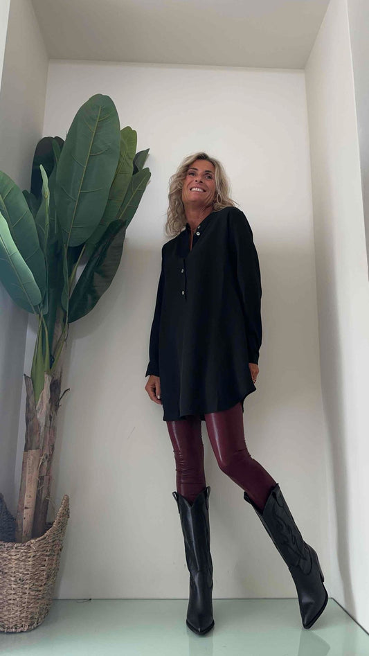 SUSYMIX - R080 - CAMICIA CREPE COLLO COREANA LUNGA