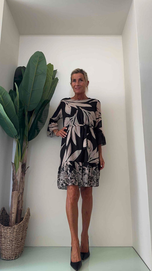 DAFNE - 21555P26 - ABITO CREPE CON CINTURA E BALZA