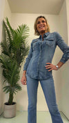 GIORGIA & JHONS - 60050SS24 - CAMICIA JEANS SLIM FIT COTONE/VISCOSA STRETCH