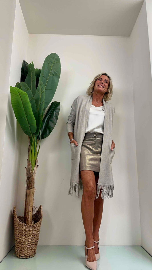 SUSYMIX - 8051 - MAXI GARDIGAN LUNGO FRANGE E TASCHE