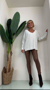 DAFNE - 3697P25 - MAGLIA VISCOSA SCOLLO A V CALATO, DOPPIA PERLA INCASTONATA