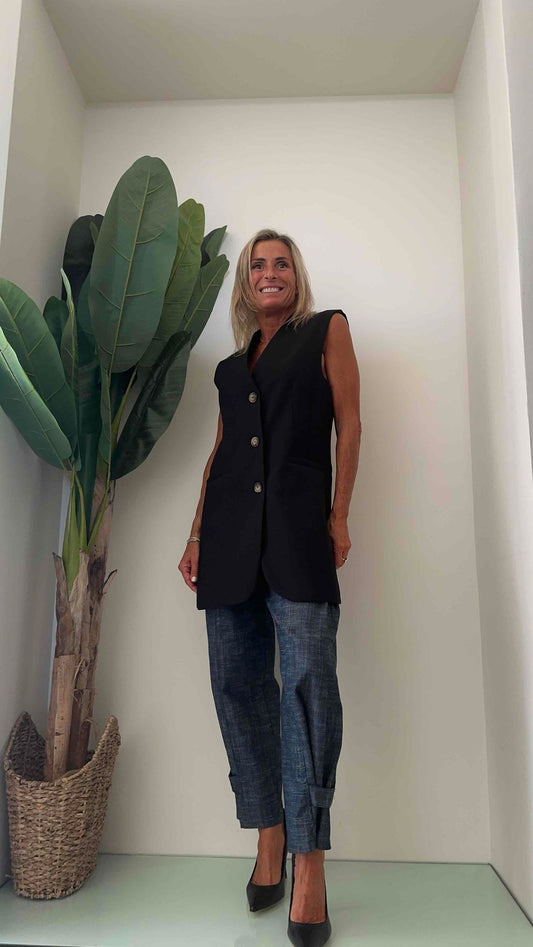 DAFNE - 9477P33 - GILET LUNGO COLLO COREANA