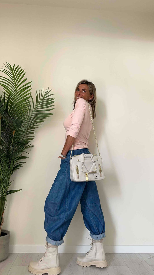 LALTERNATIVASTYLE - 6094688P30 - BORSA PELLE BIKER SHAPE CON TRACOLLA CATENA