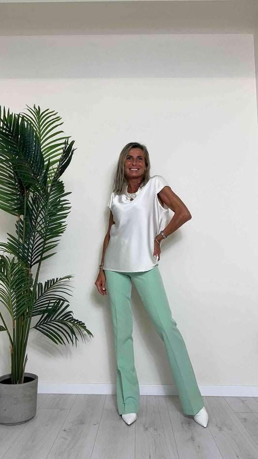 GIORGIA & JHONS - 60140SS24 - BLUSA RASO MANICA ALETTA COLLARINO E SPILLA