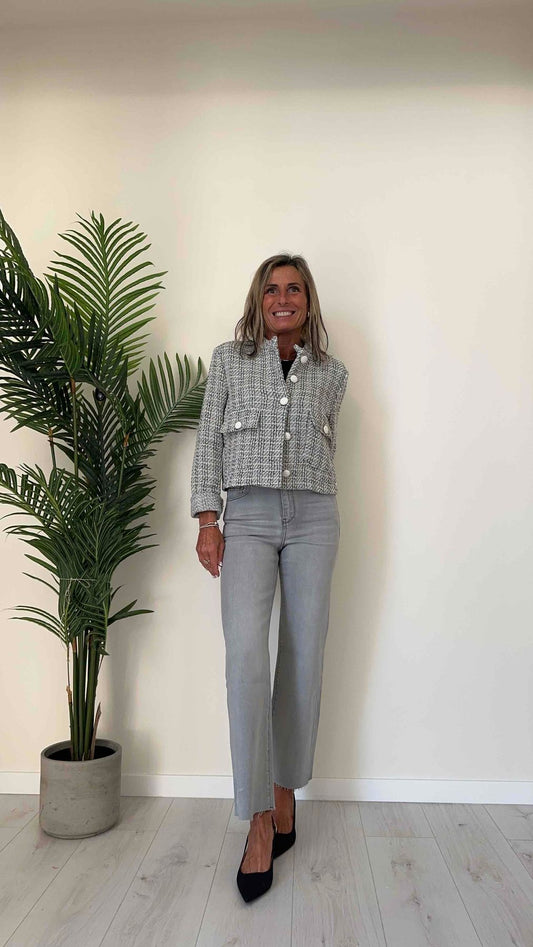 GIORGIA & JHONS - 60030SS24 - GIACCA CHANEL SENZA COLLO, BOTTONI RICOPERTI