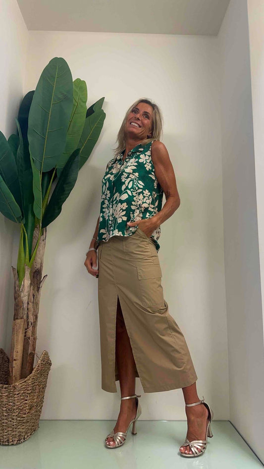 DAFNE - 5217P24 - CAMICIA VISCOSA FANTASIA SMANICATA