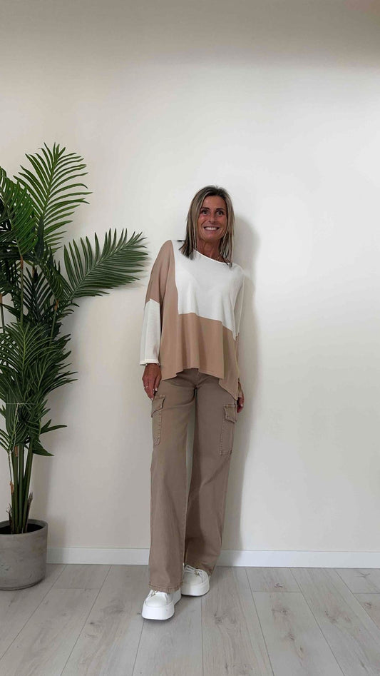 DAFNE - 6137P26 - MAGLIA VISCOSA, BICOLOR, MANICA KIMONO
