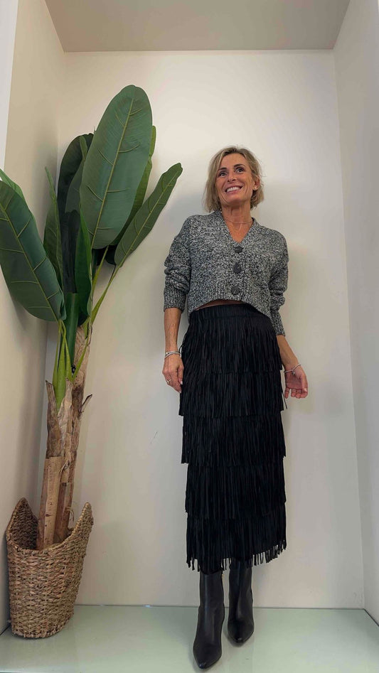 DAFNE - GI5010P28 - GONNA LONGUETTE MULTI FRANGE