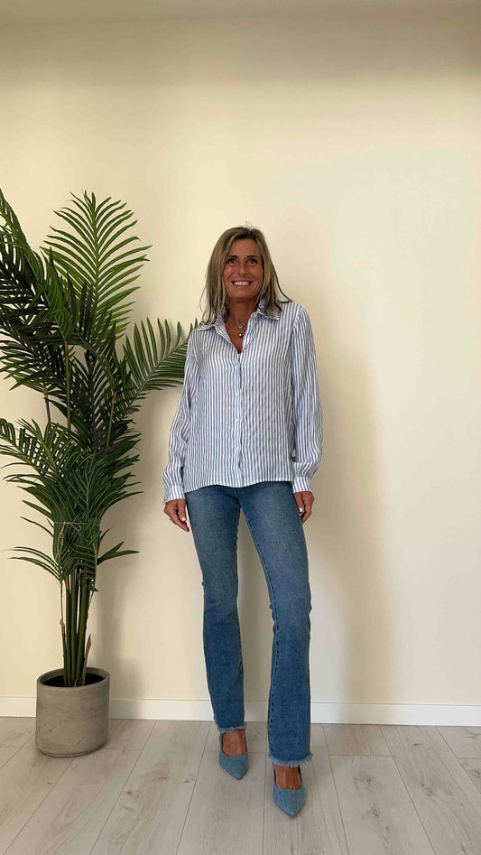 GIORGIA & JHONS - 60093SS24 - CAMICIA FLUIDA A RIGHE, 63% VISCOSA