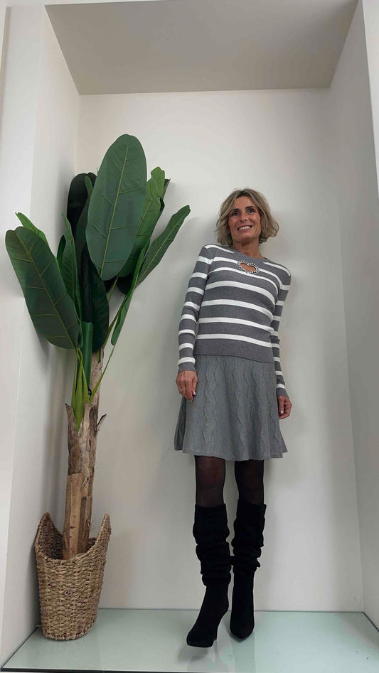 DAFNE - 01810P25 - MAGLIA VISCOSA COSTINE CUORE CRISTALLI