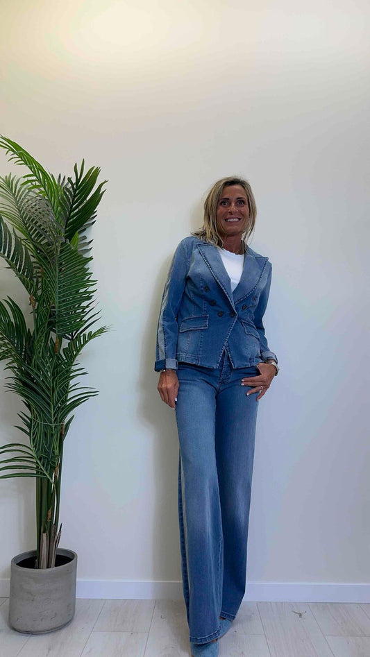 PLEASE - J0JXGD2NLQ - GIACCA DENIM STRETCH, DOPPIOPETTO, SLIM FIT