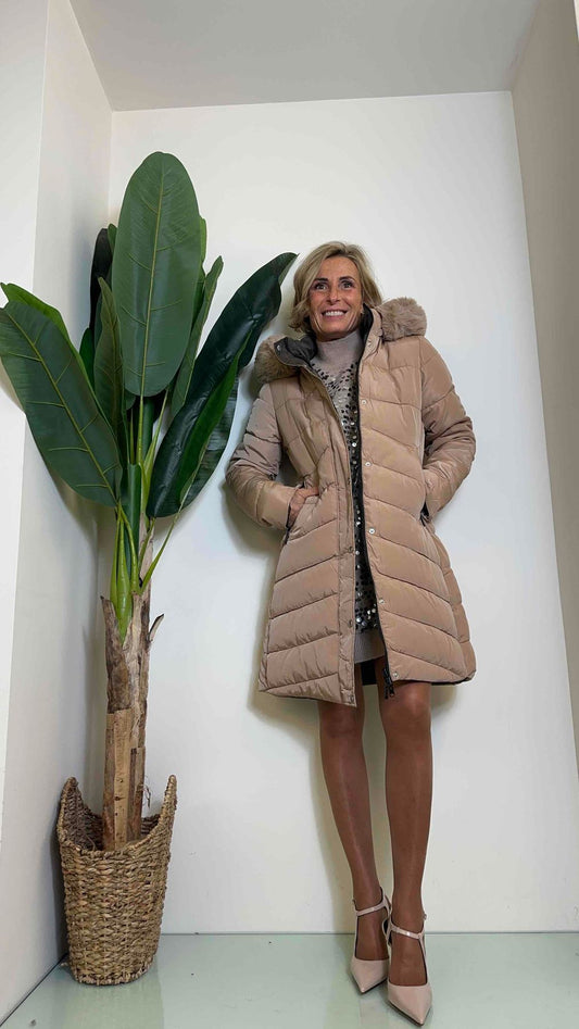 DAFNE - GPR26618P58 - PIUMINO (OVATTA) REVERSIBILE CAPPUCCIO E ECO-PELLICCIA STACCABILI