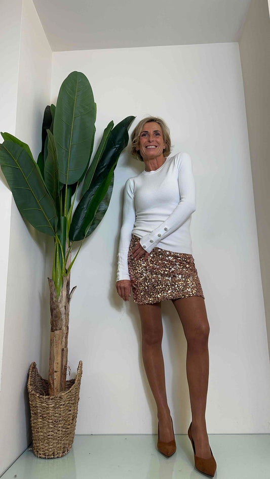 DAFNE - L755P23 - MAGLIA VISCOSA GIROCOLLO BOTTONI GIOIELLO MANICHE