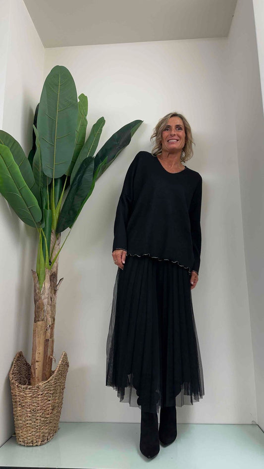 GIORGIA & JHONS - 60326FW23 - ABITO PLISSE CON MAGLIA PROFILI LAME'