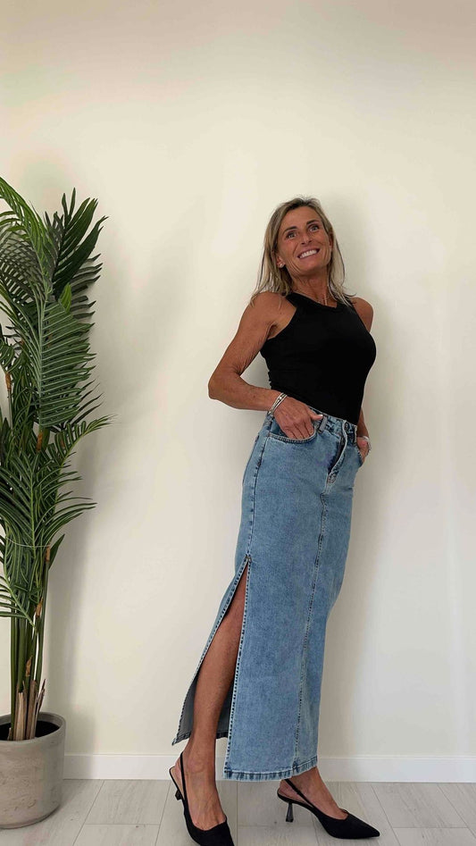 SUSYMIX - 6114CAR - GONNA LUNGA DENIM SPACCO LATERALE
