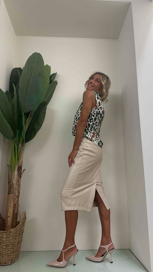 GIORGIA & JHONS - 60203FW23 - GONNA LONGUETTE SLIM SIMIL PELLE