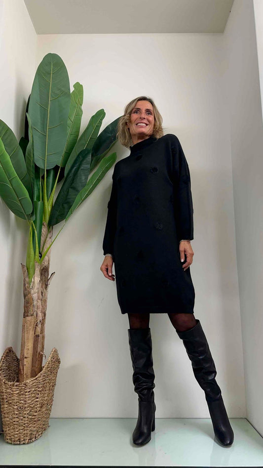 DAFNE - AL0673P32 - ABITO VISCOSA DOPPIATA POIS PELUCHE