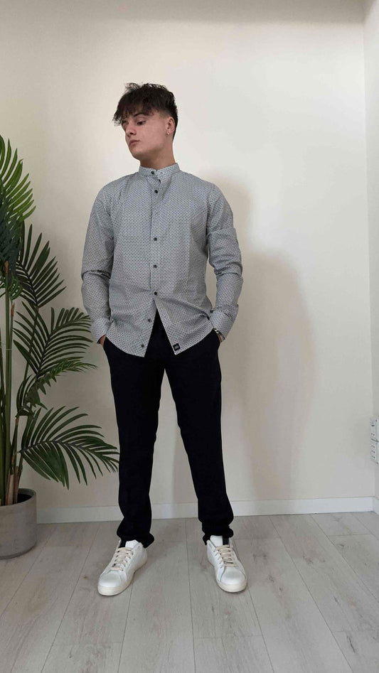KARL HOMME - EU227-COEDO - CAMICIA COTONE COLLO COREANA MICRO FANTASIA