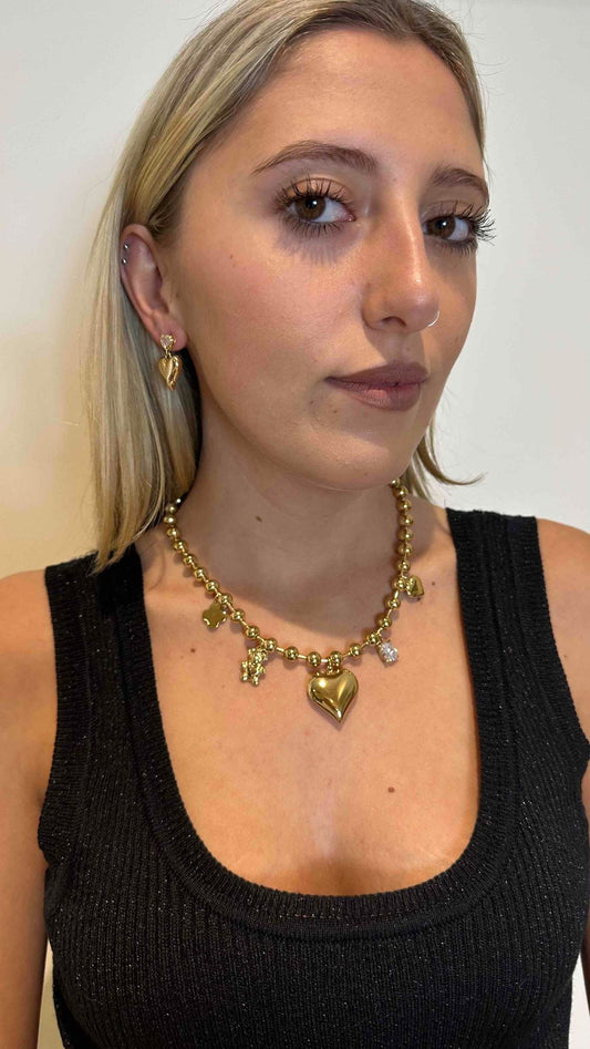 DAFNE - ORCUCRI - ORECCHINO CUORE PENDENTE CON CRISTAL. NICKEL FREE