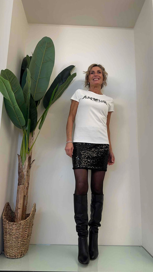 DAFNE - JX09063P17 - T-SHIRT AMOUR STRASS