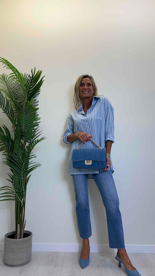 LALTERNATIVASTYLE - 2895202P28 - BORSA DENIM TESSUTO CON TRACOLLA CATENA
