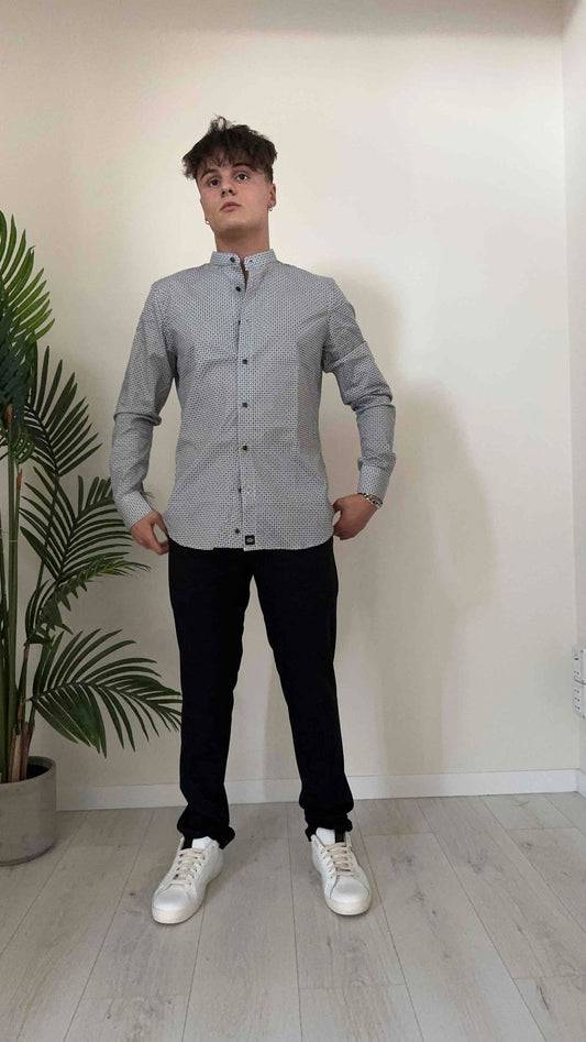 KARL HOMME - EU227-COEDO - CAMICIA COTONE COLLO COREANA MICRO FANTASIA