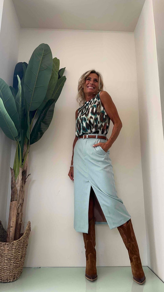 VICOLO - TR0529 - TOP POLIESTERE MACULA SFUMATA