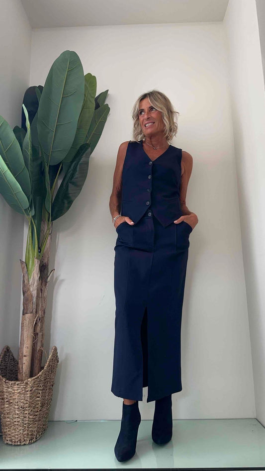 LALTERNATIVASTYLE - 1847P22 - GONNA  PUNTO MILANO A MATITA CON SPACCO CENTRALE