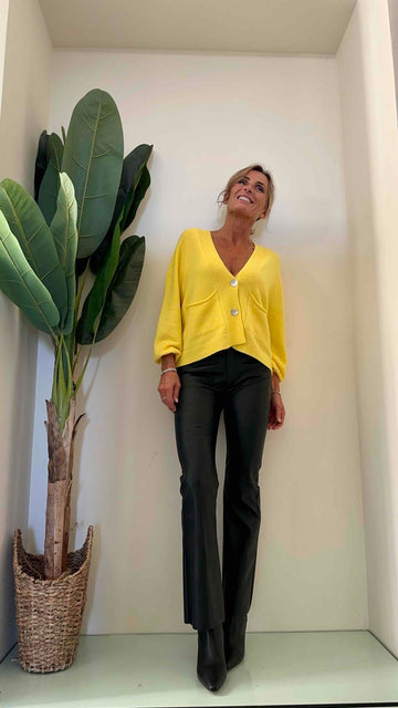 PLEASE - P0FKHA4000 - PANTALONE FLARE ECO PELLE NON TRATTATA