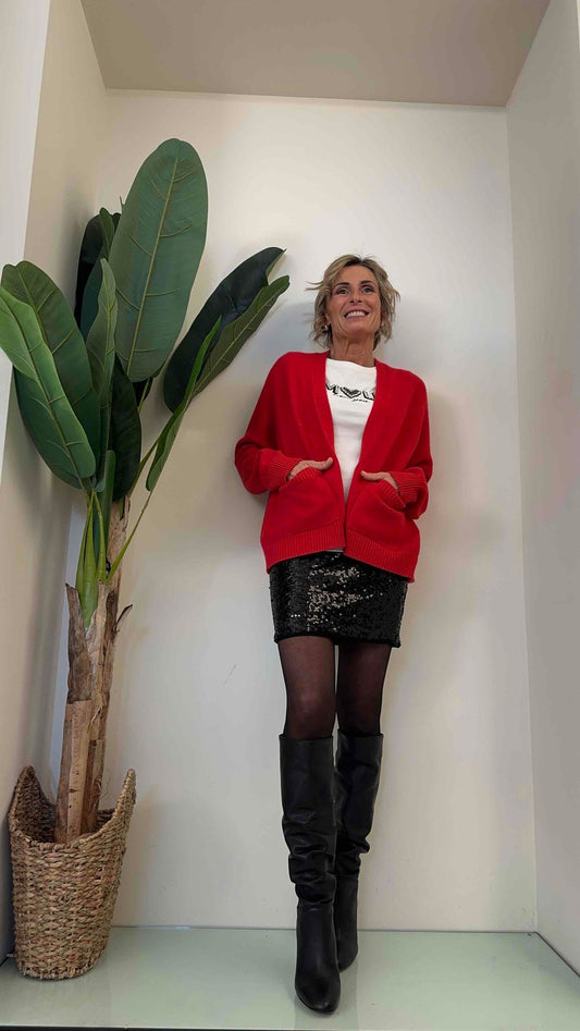 DAFNE - T0947P27 - CARDIGAN VISCOSA DOPPIATA CON TASCHE