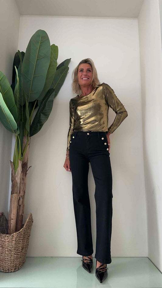 GIORGIA & JHONS - 60266FW23 - PANTALONE PALAZZO TASCHE SMERLO BOTT, MILITARY