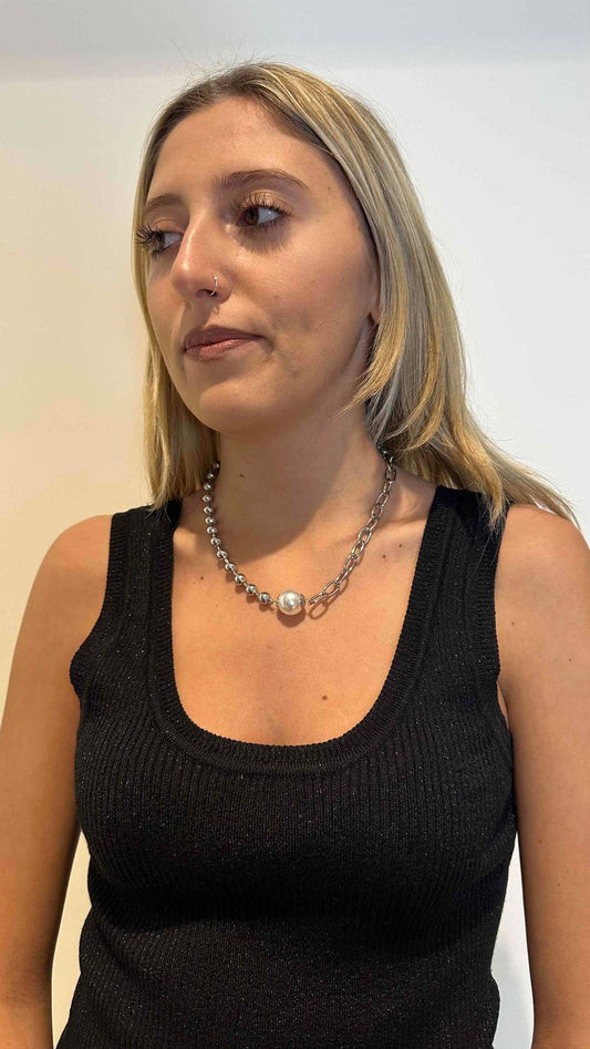 DAFNE - COPEBOU - COLLANA CATENA BOULE E PERLA. NICKEL FREE