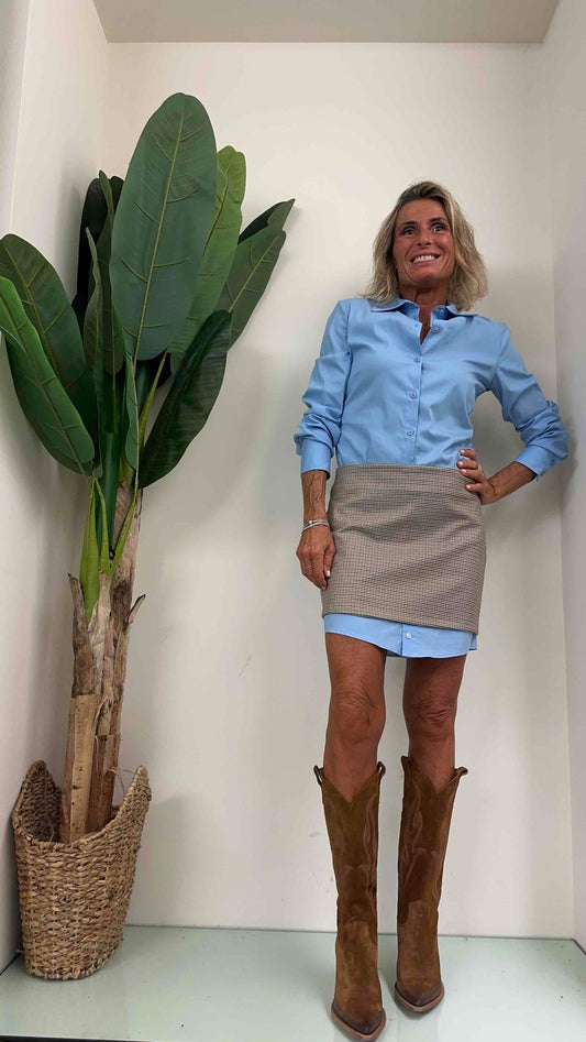 HAVEONE - GMA-K070 - MINIGONNA PIED DE POULE INSERTO CAMICIA