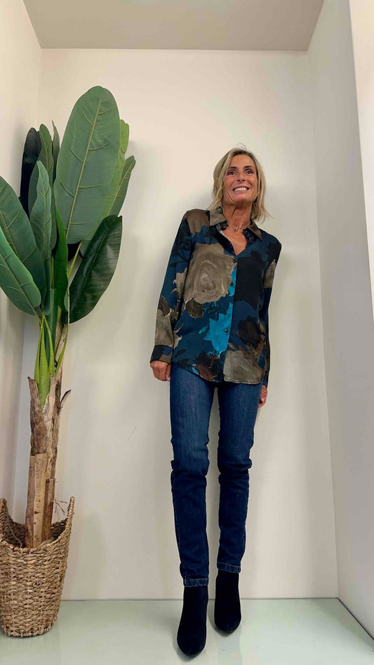 LALTERNATIVASTYLE - 2034P20 - CAMICIA PURA VISCOSA FANTASIA FOGLIE