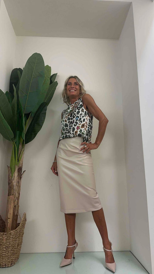 GIORGIA & JHONS - 60203FW23 - GONNA LONGUETTE SLIM SIMIL PELLE