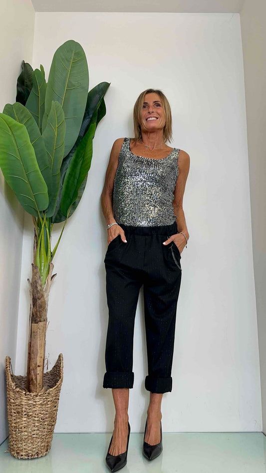 GIORGIA & JHONS - 60163FW23 - TOP PAILLETTES SCOLLO MADONNA