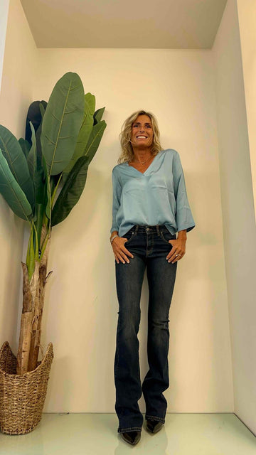 SUSYMIX - 42188BS - BLUSA VISCOSA SCOLLO A V MANICA 3/4