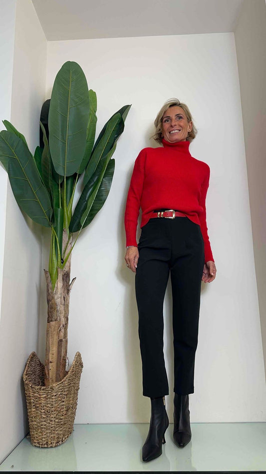 F3 - P321PA47 - PANTALONE TESSUTO TECNICO VITA ALTA STRUTTURATA