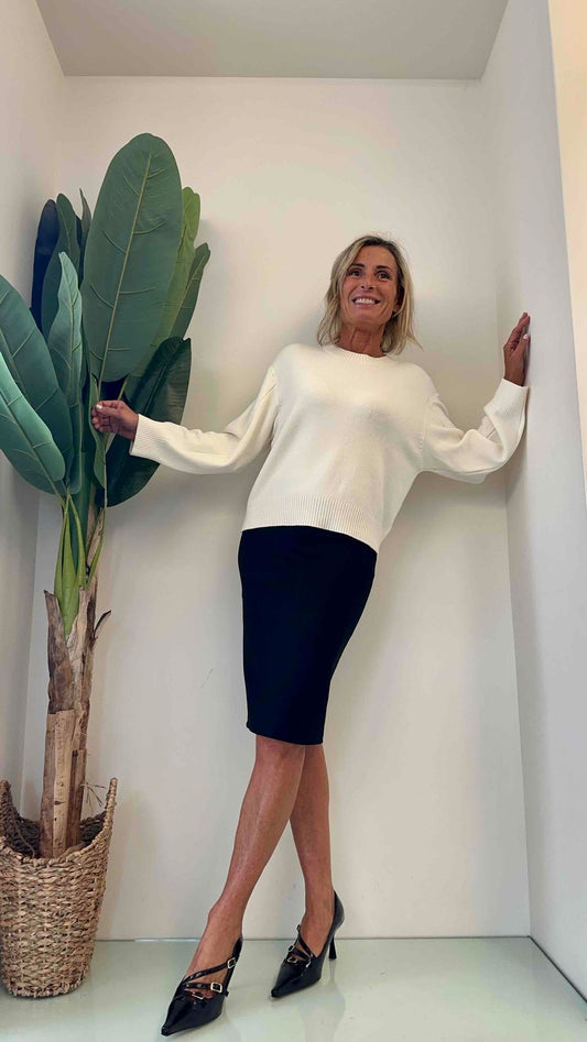 DAFNE - 12338P17 - GONNA TUBINO PUNTO MILANO CON SPACCO DIETRO