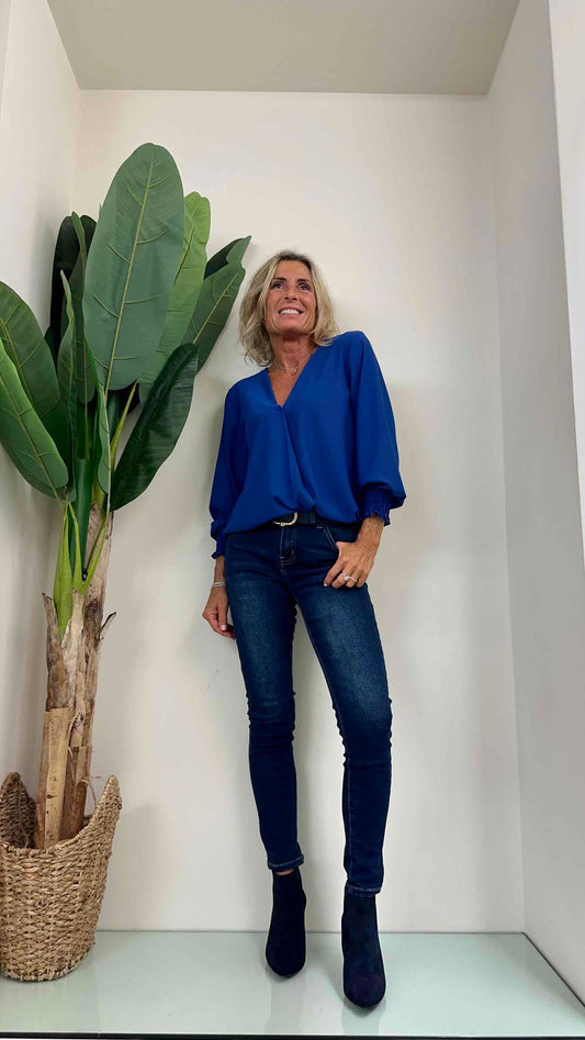 DAFNE - 3638P17 - BLUSA INCROCIATA ELASTICO