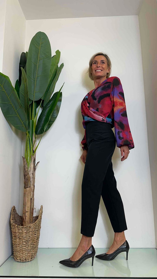 F3 - C666223 - BLUSA FANTASIA CROP SCOLLO INCROCIATO